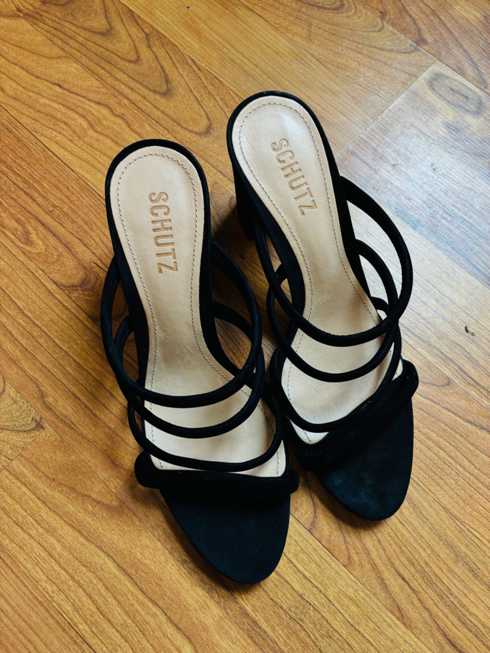 SCHUTZ Black Strappy Block Heel Sandals – Minimal Chic – Size 8.5 - Picture 3 of 5